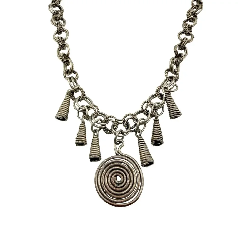 Vintage Handmade Boho Tribal Style Charm Pendant Silver Tone 22